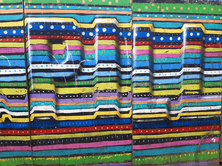 A colourful wall parttern